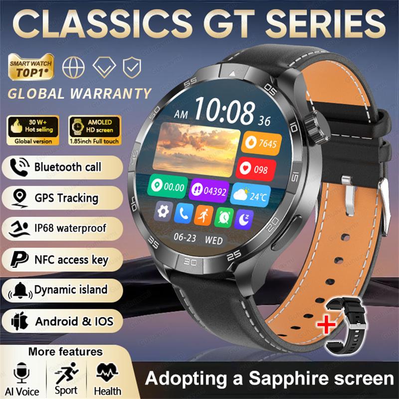 2026 Smart Watch Always Display AMOLED NFC Bluetooth Call GPS Trajectory Waterproof 1.85" AMOLED HD Health Sport Smartwatch Men for Android IOS