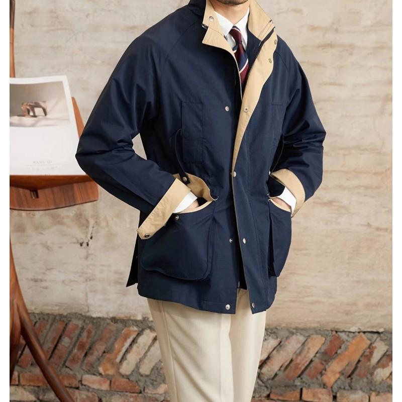 Mens Classic Color Block Coat Avant-garde Style Slim Fit Daily Outerwear