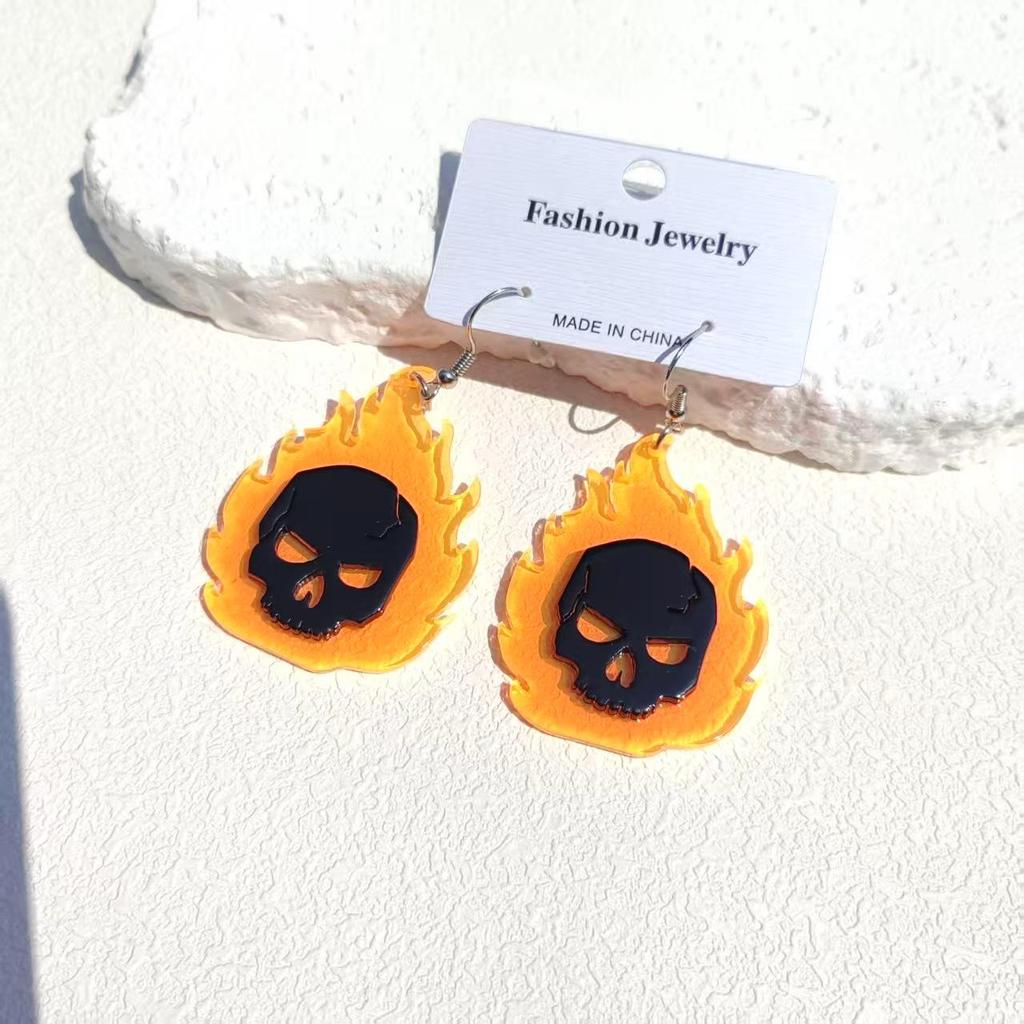 Halloween UFO Ghost Face Pumpkin Head Earrings: Cute, Exaggerated, Scary, Glittery, Bright Earrings for Women
