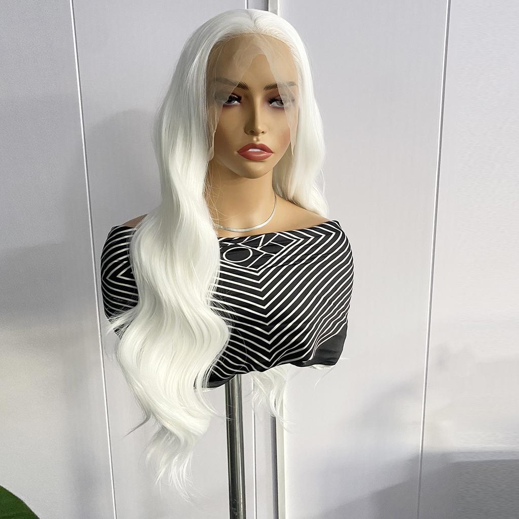 AIMEYA White Lace Wig 13x4 Long Body Wave Lace Front Synthetic Hair Wigs for Women Natural Hairline Daily Wear Cosplay Party