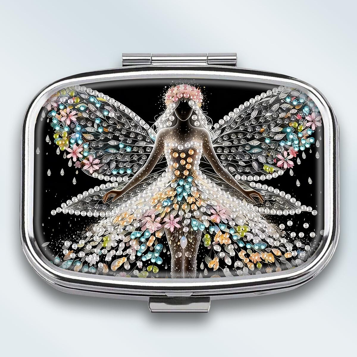 

Portable Pill Box with 2 Compartments, Mini Metal Medicine Organizer Case, Cute Printed Pill Container for Vitamins, Pills, Jewelry, Travel, Daily Use різнокольоровий
