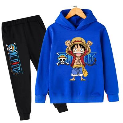 Horúci set s kapucňou One Pieces pre deti Oblečenie Luffy pre chlapcov a dievčatá Detský dres Športová súprava Jesenná mikina s kapucňou a nohavicami 2-dielna súprava