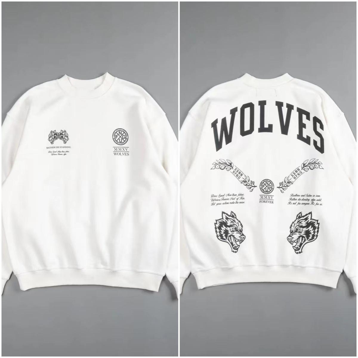 

DARC Heavyweight 430G Silver Fox Fur Round Neck Sweatshirt - Retro Streetwear Hip Hop Loose Fit, Autumn/Winter Collection. Non-fleece M білий