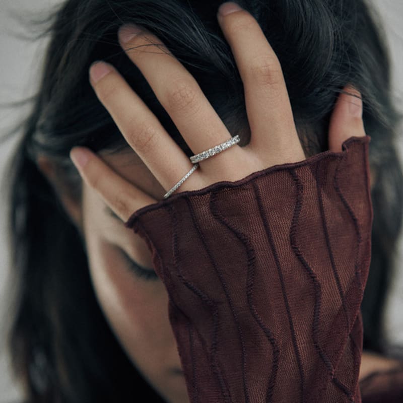 green [925 silver] Five.silver.219 / thick handle dew ring