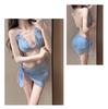 Vintage Bow Strappy Three-Piece Bikini Push-Up Swimsuit - Hot Girl Slim Fit for Small Bust