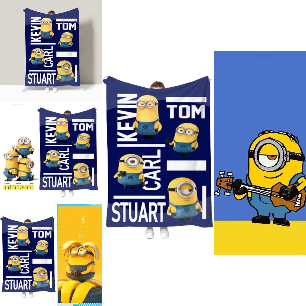Minions Blanket With Geometric Pattern For Dorm Room And Office Comfort