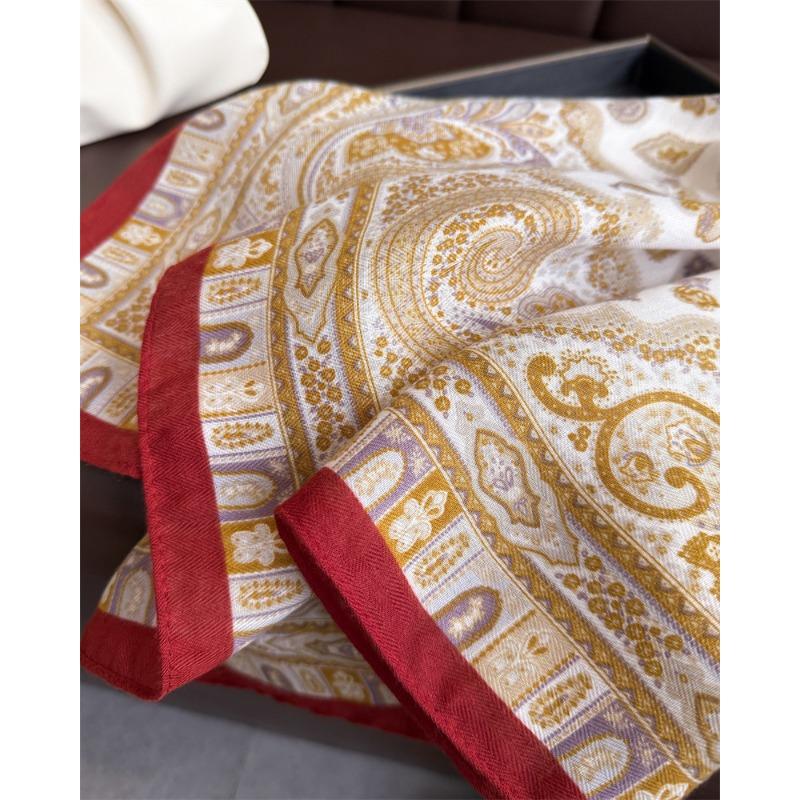 Vintage Elegant Womens Small Square Scarf Imitation Velvet Sun Protection Neck Wrap