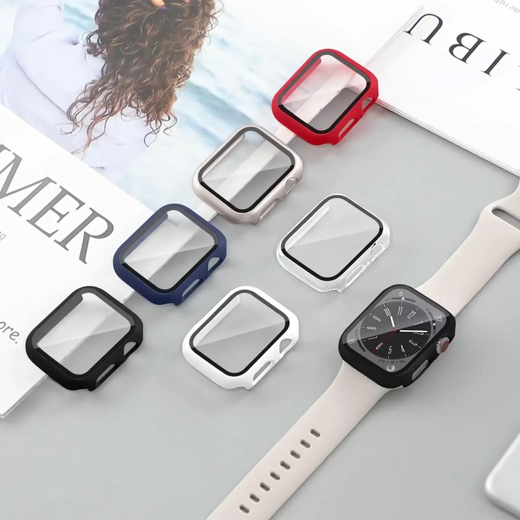 Tempered Glass Screen Protector Case Cover For Apple Watch Series 9 8 7 6 5 4 3 2 SE 45MM 41MM 42MM 38MM 40MM 44MM Accessories