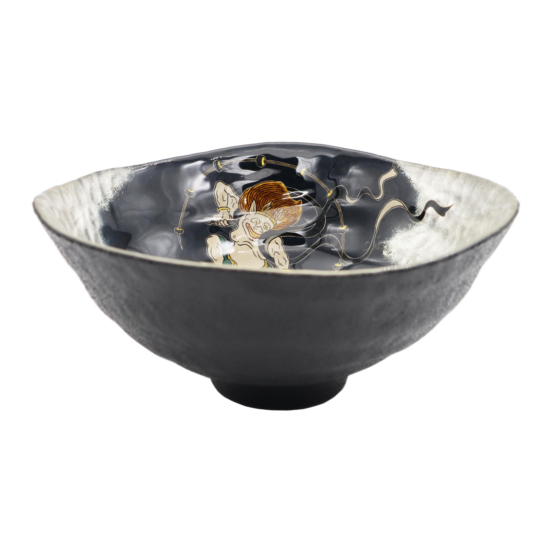 

Kasyou Studio Raijin Glass Matcha Bowl by Yoshida Glass Tea Ceremony Bowl Maki-e Hanamasa,