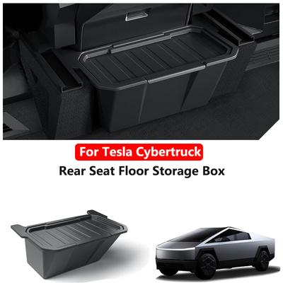 Rear Seat Storage Box For Tesla Cybertruck Rear Floor Storage Box Organizer With Cover Storage Car Interior Accessories