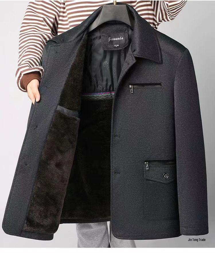 Men's Autumn/Winter Cotton-Padded Casual Jacket for Ages 50-70