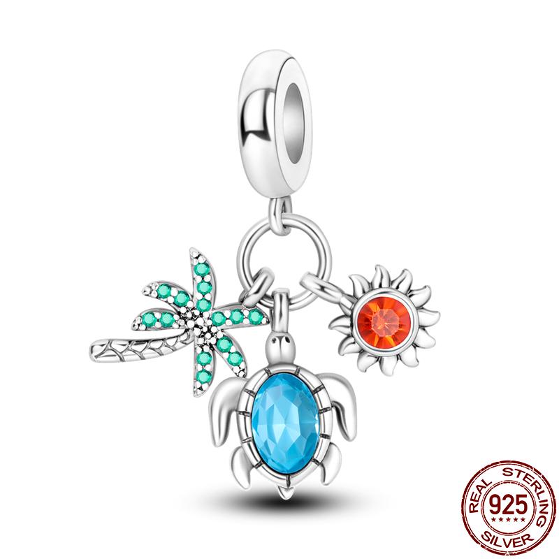 S925 Sterling Silver Luminous Colorful Fireflies Charms Fit  Bracelet Bead DIY Jewelry For Women Gift Hot Sale