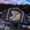 Tonneau Dial Men Automatic Mechanical Watch Skeleton Tourbillon Male Wristwatch Top Brand Luxury Rubber Strap Reloj Hombre