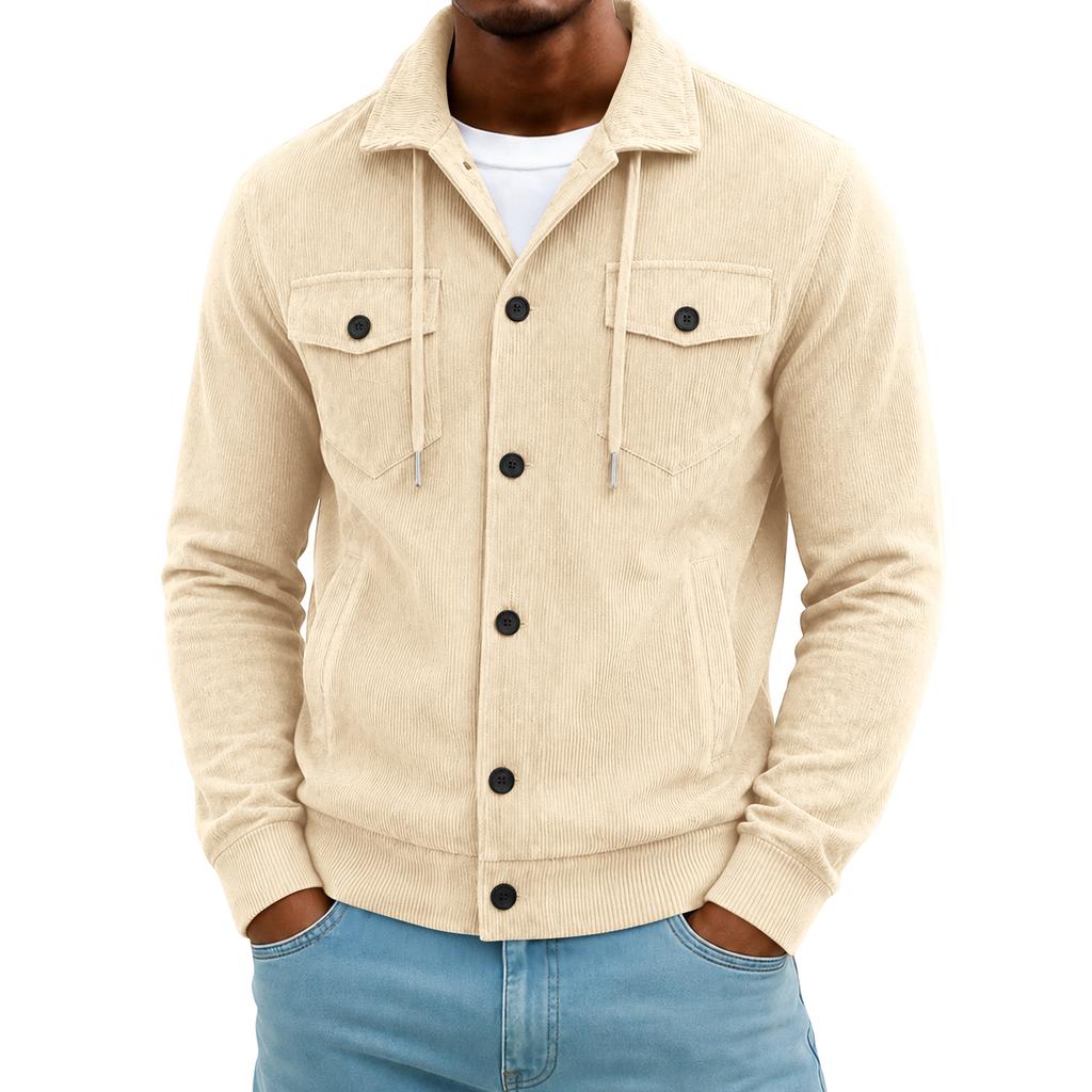 Men's Corduroy Cardigan Long Sleeve Casual Jacket for Everyday Wear