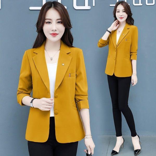 

Модный и элегантный женский пиджак идеально подходит для весны 4XL жёлтый