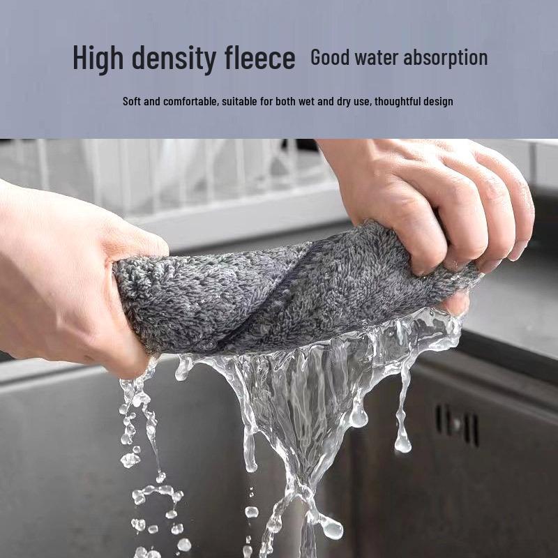 Bamboo Charcoal Fiber Cleaning Cloth, Dual-Use Dry/Wet, Oil & Stain-Absorbent, Household Kitchen, Locked Edge