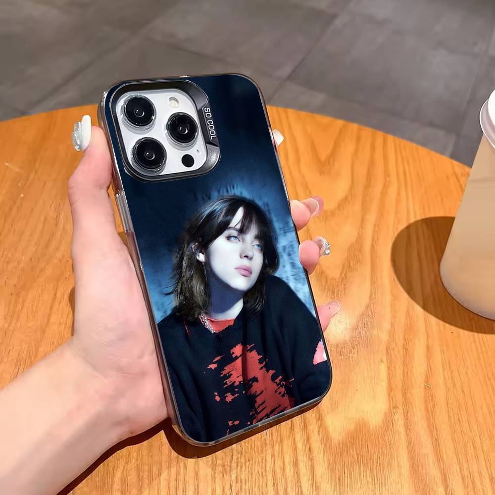 Lovely B-Billie Eilish Singer Phone Case For iPhone17,16,15,14,13,12,11,Pro,MAX White Matte Shockproof Cover