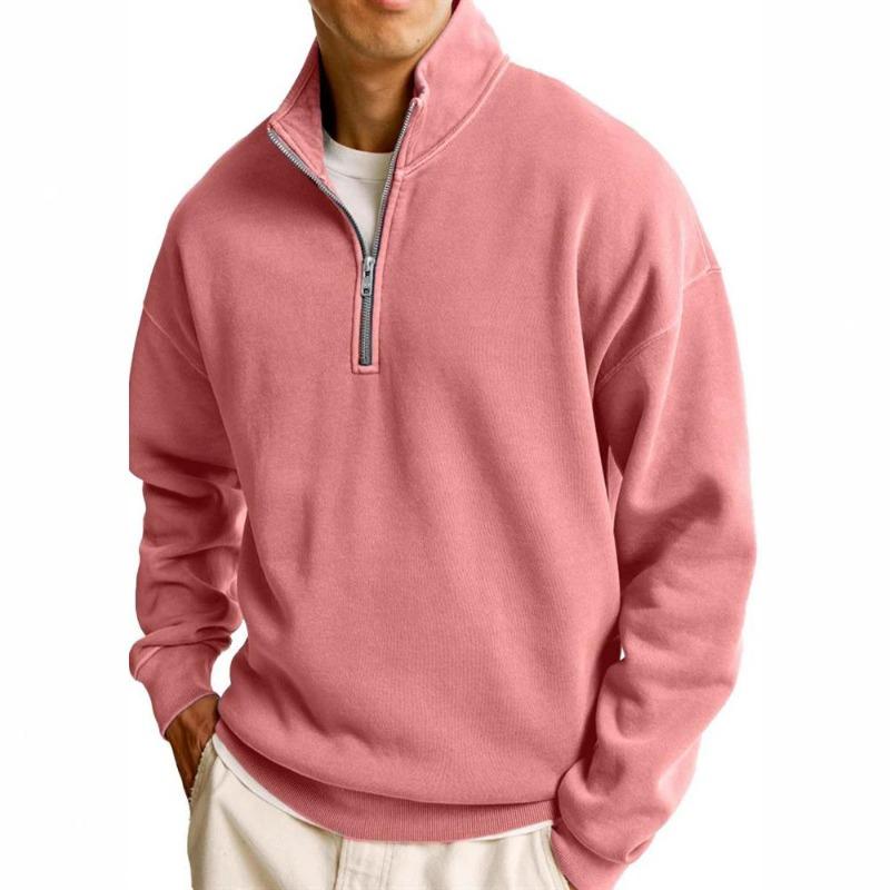 Men's Half Zip Sports Sweatshirt Stand Collar Long Sleeve Casual Everyday Pullover