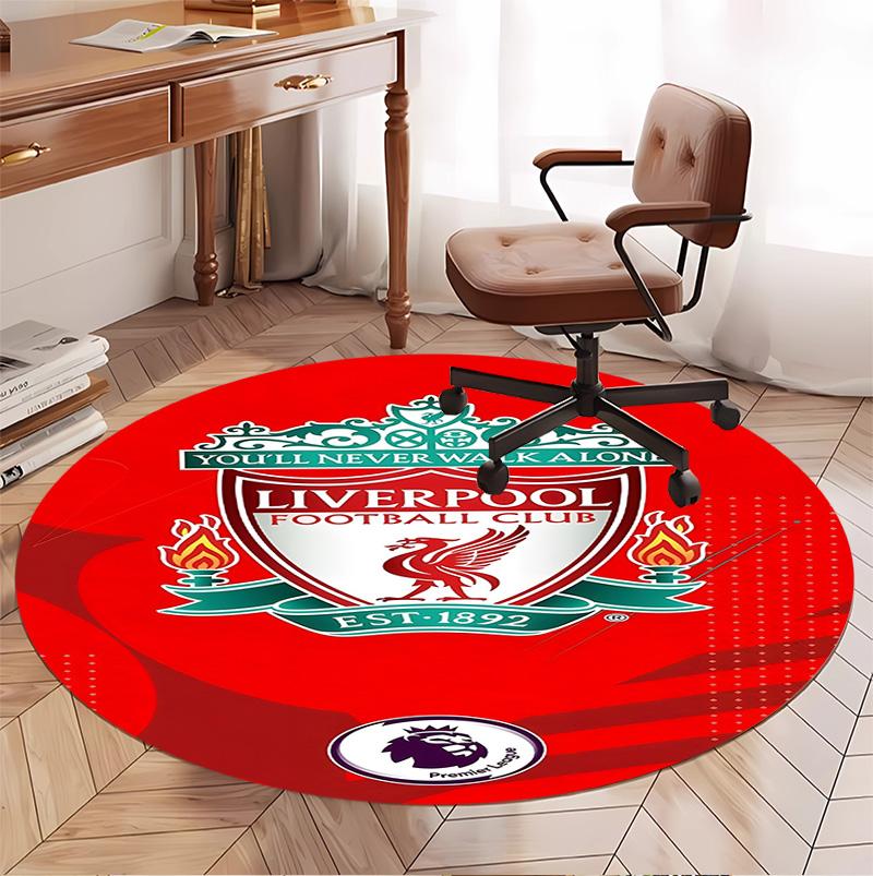 Liverpool F.C Pattern Round Rug, Indoor/Outdoor Mat, for Picnic, Gameroom, Bedroom, Office, Living Room, Home Decor Carpet, Birthday Gift
