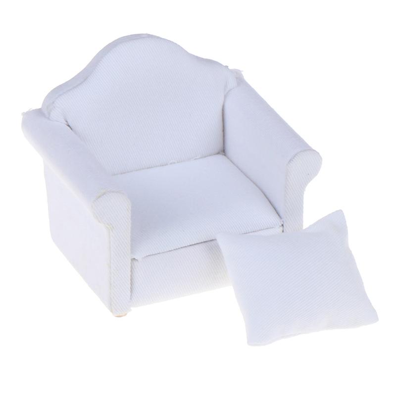 1/12 Dollhouse Miniature White Sofa With Back Cushion Doll House Accessories