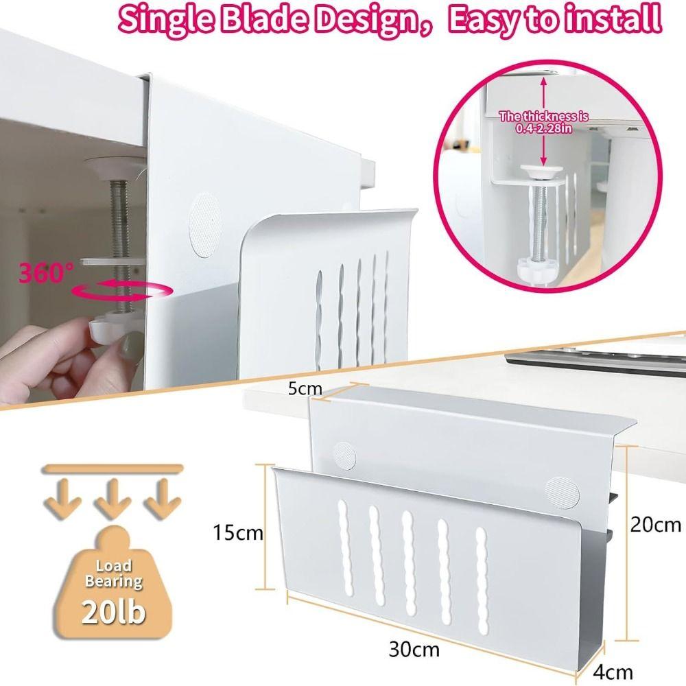 Desk Mount Under-desk Laptop Tray No Drill Clamp on Desk Shelf Hanging Desk Organizer  Office