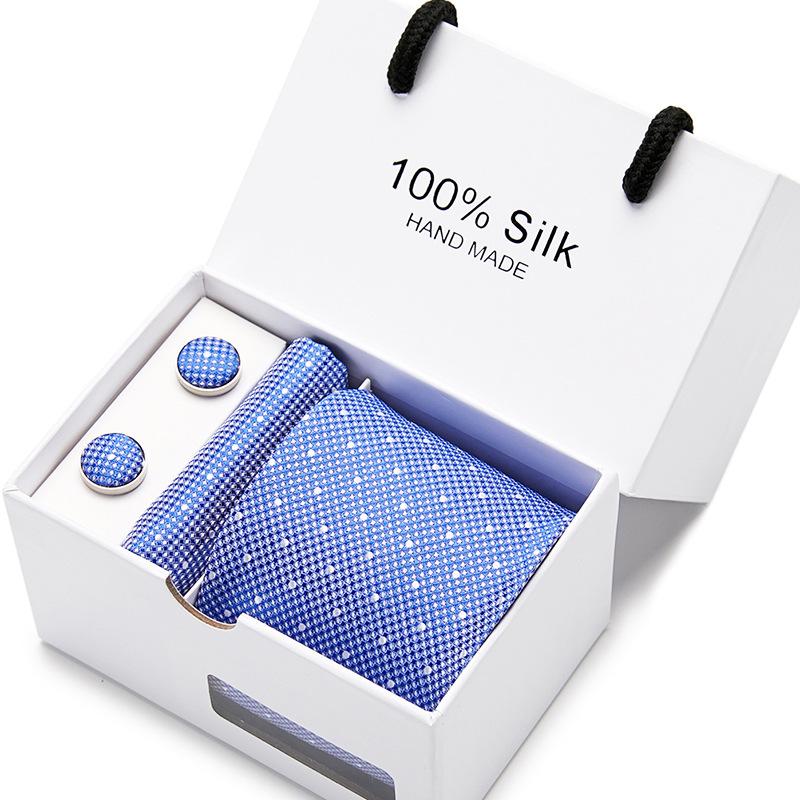 Men'S Tie Gift Box 5-Piece Set Tie Pocket Towel Scarf Cuff