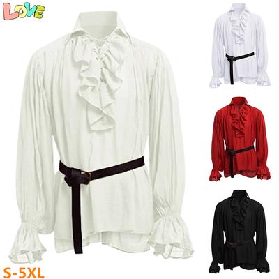 Punk Rave Men/'s Pirate Steampunk Victorian Renaissance Medieval Black Shirt Top