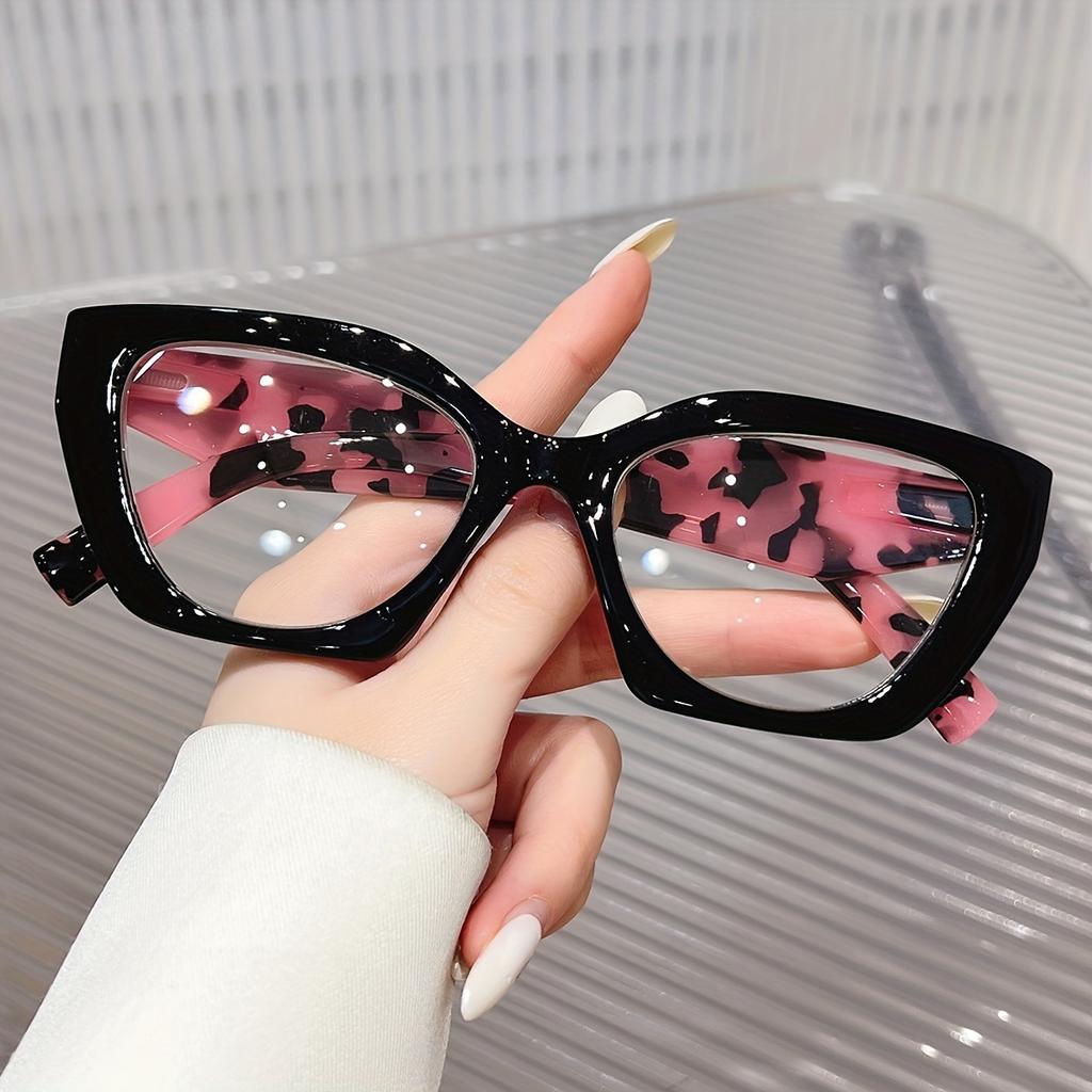 Retro Style and cute cat-eye transparent printed fashionable and comfortable spring hinge anti-blue light reading glasses