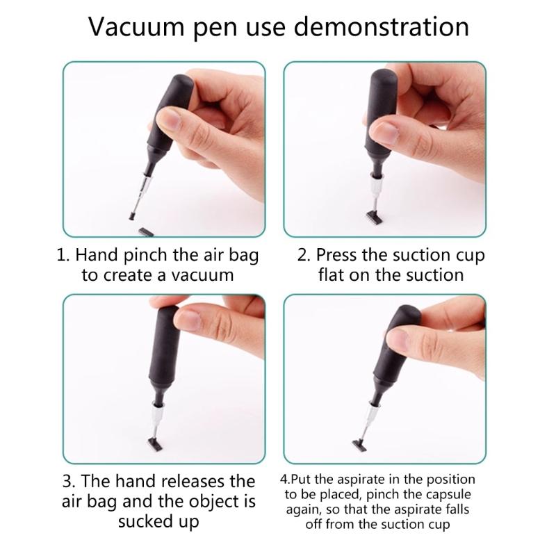 Vacuum Sucking Pen PickUp Tool Set with Suctions Tip and Suctions Cups for IC Precisions Component Placement