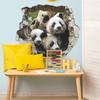 3D Realistische Doorbrekende Muur Schattige Panda Muursticker Zelfklevend Verwijderbaar voor Slaapkamer Woonkamer Achtergrondmuur Decoratie