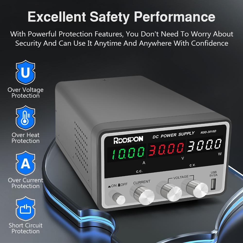 300W DC Regulated Lab Power Supply 30V 10A Adjustable Laboratory Voltage Regulator Stabilizer Bench Source Digit LED Display