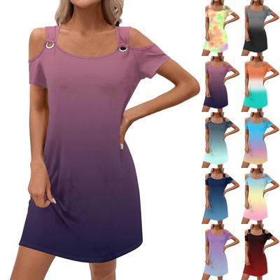 Women's Stylish Casual Summer Gradient Dress With Pockets