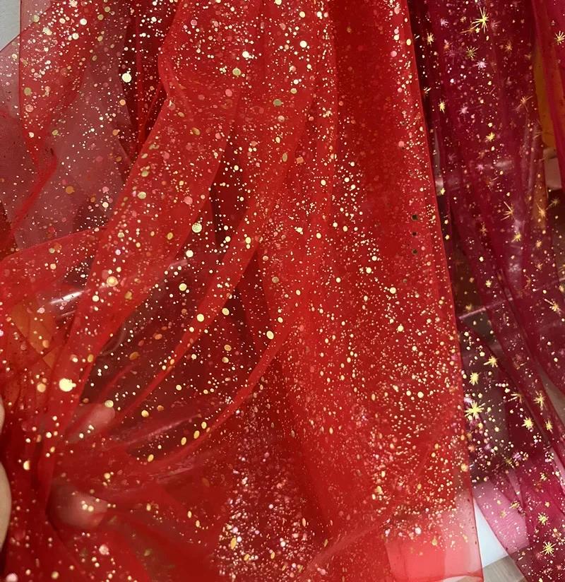 Mesh Stof Glitter Zacht voor Bruidsjurk Achtergrond Desserttafel Indeling Ontwerper Diy Naaimateriaal Stof Per Meter