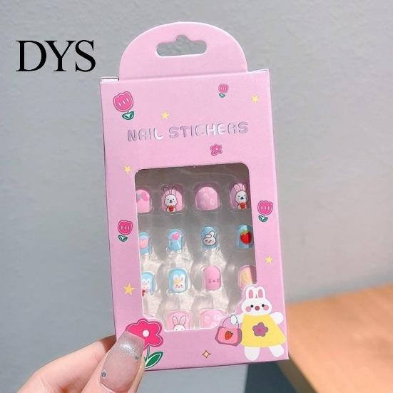 Nail Art Patch 24Pcs Kids Fake Kawaii Fun Designs For Children Stickers Set Creative DIY Kit for Decorations Easy-to-apply Nails