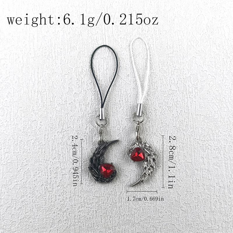 Devil Angel Red  Feather Wings Couple Keychain For Women Men Pendant Necklaces Jewelry Gifts