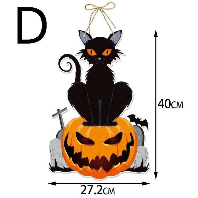 Halloween Pumpkin Decoration Hanging Board Ghost Death God Witch Bat Hanging Sign Trick or Treat Party Front Door Decoration