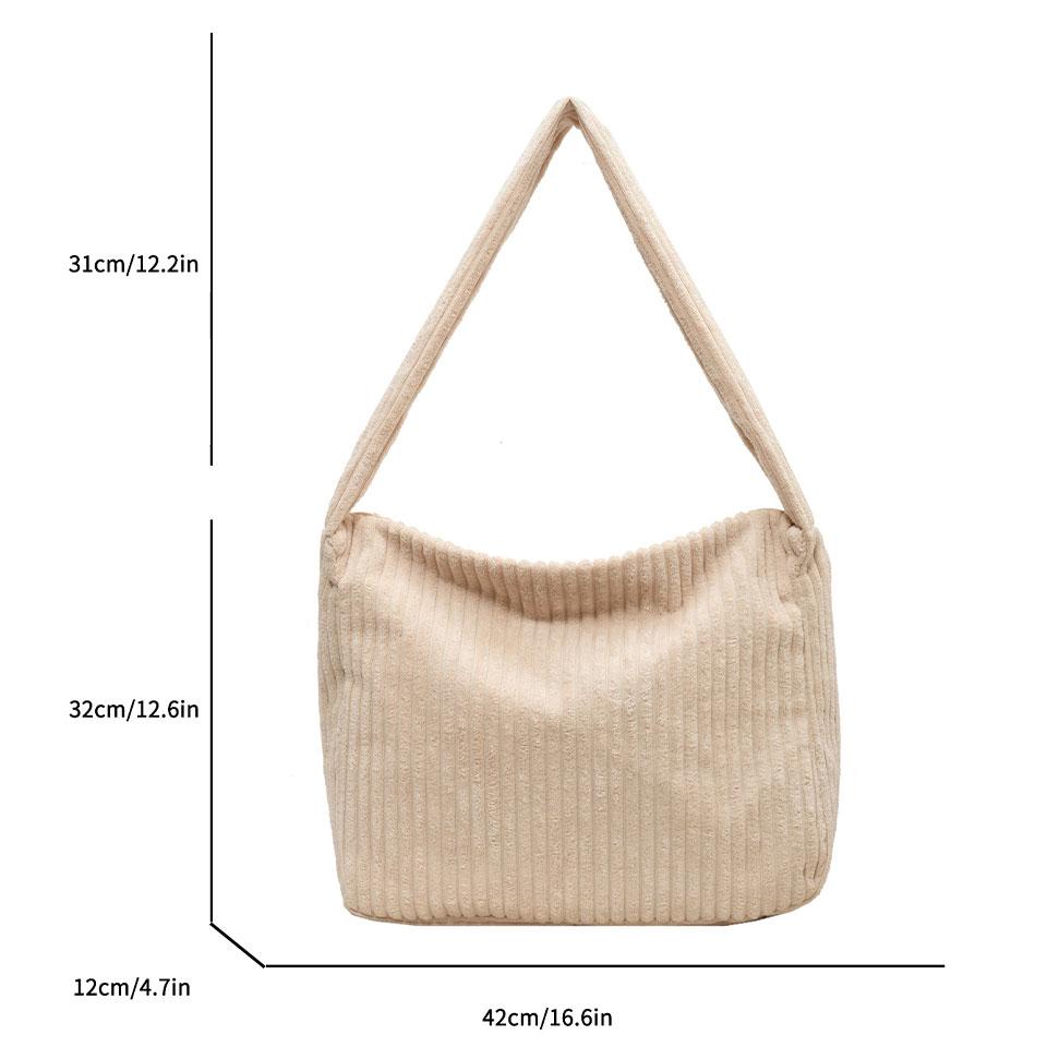 A corduroy simple fashion shoulder bag, large capacity, classic trend, suitable for all kinds of women