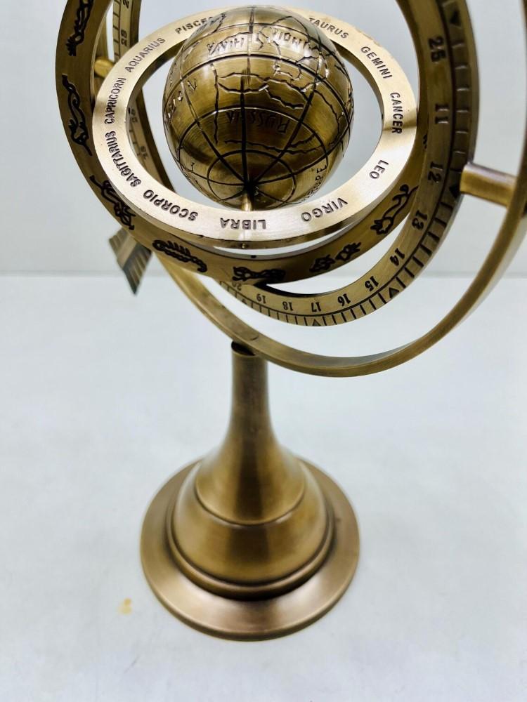 Vintage Brass Armillary Sphere 11" Antique Astrolabe Table Top World Globe Gift