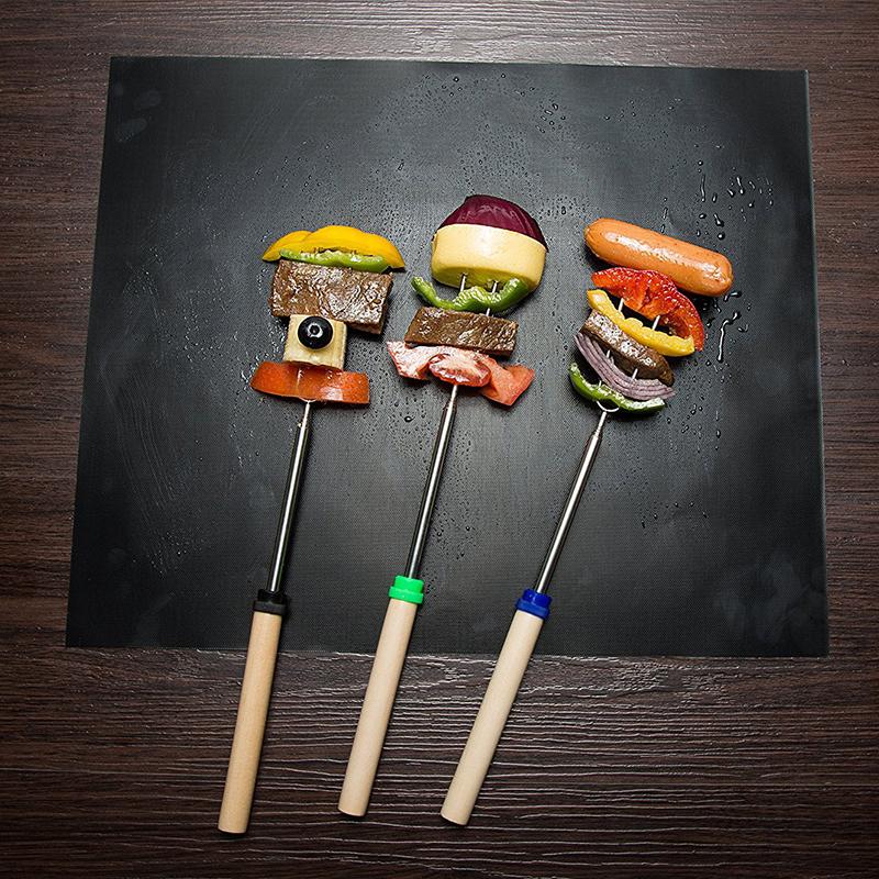 2Pcs BBQ Grill Mat Non-Stick Mat Heat Resistant Grill Mat Outdoor Baking Reusable Barbecue Party Mat 40X33Cm Grill Accessories