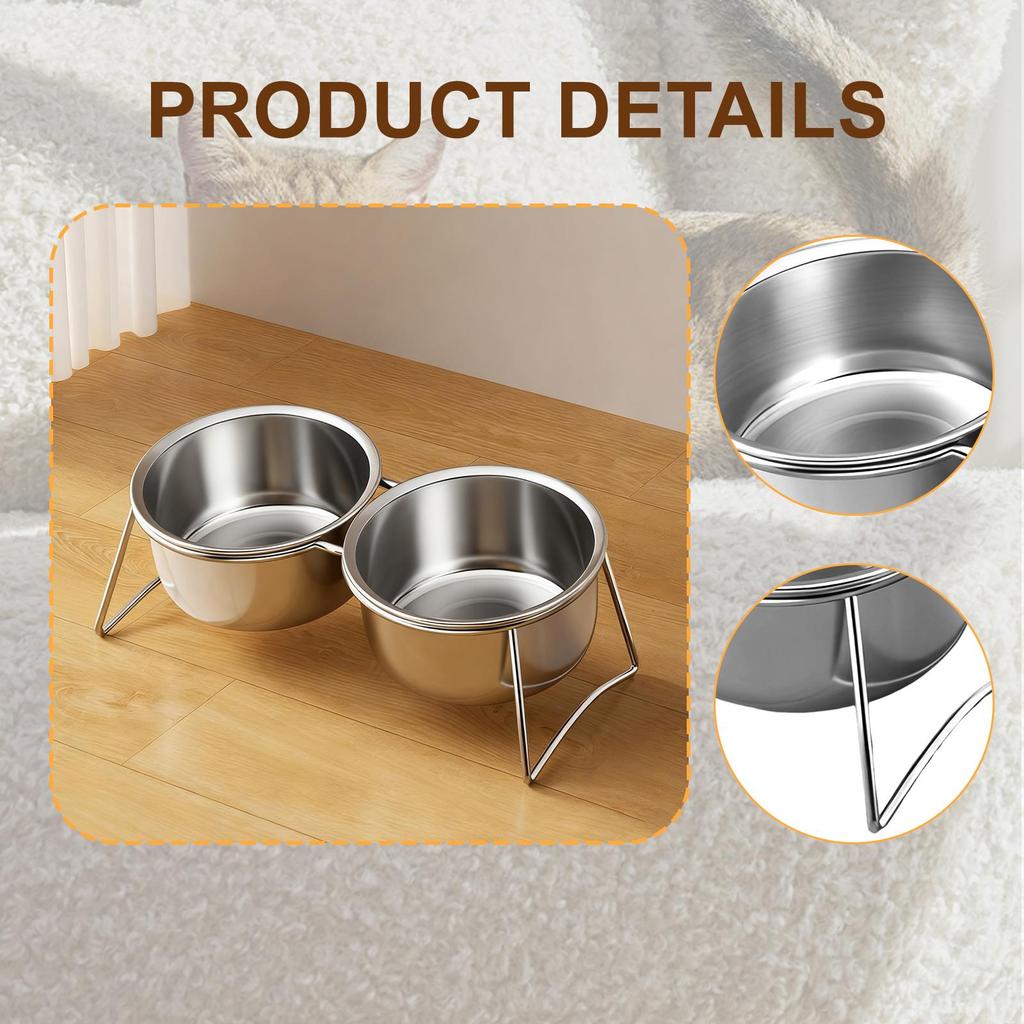 Elevated Double Bowl Water and Food Bowls with Stand Pet Feeder Waterer for Small Dogs