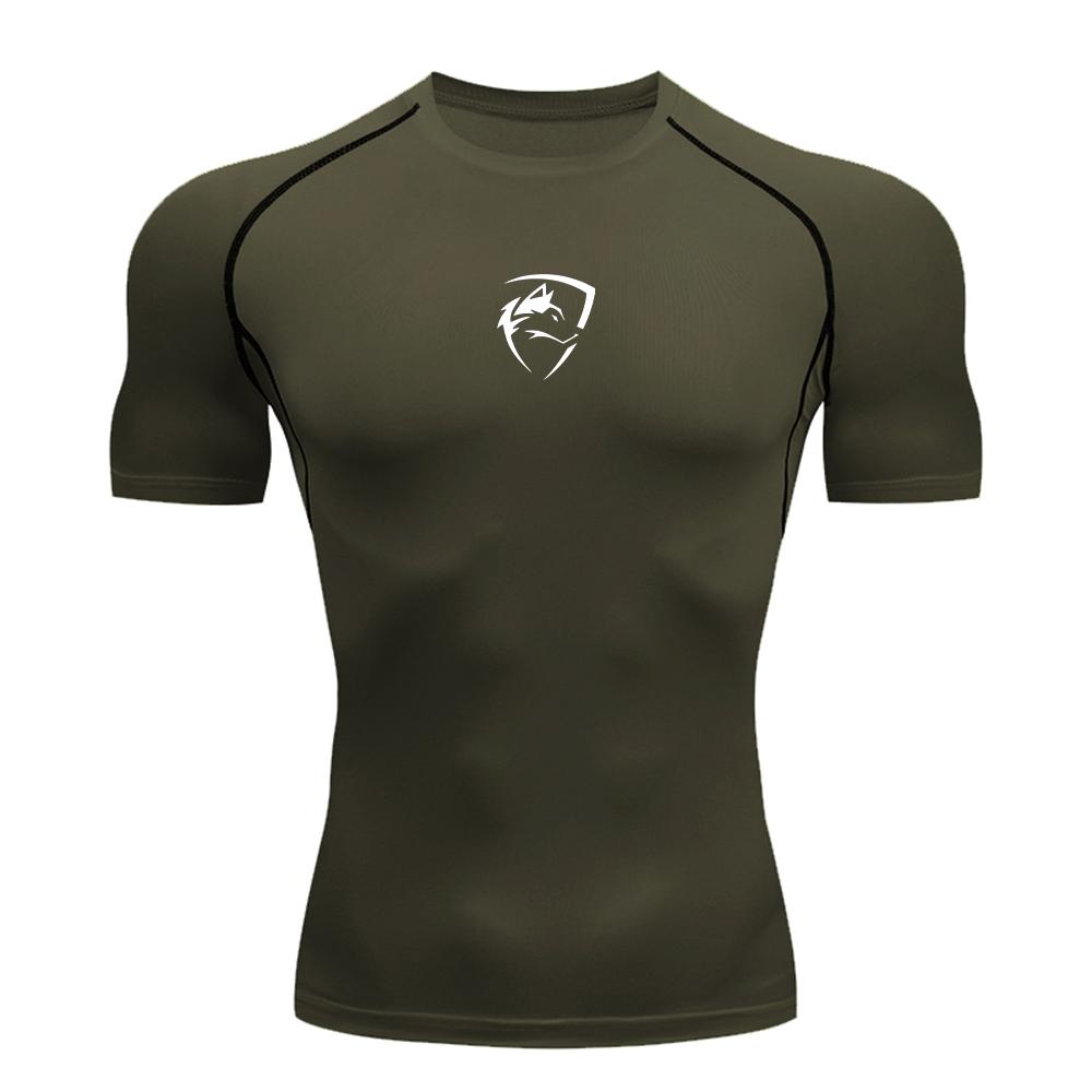 

Men s Printed Compression T-Shirt Summer Style Wolf Print Fashionable Casual Crew Neck Short Sleeve Everyday Base Layer Shirt S