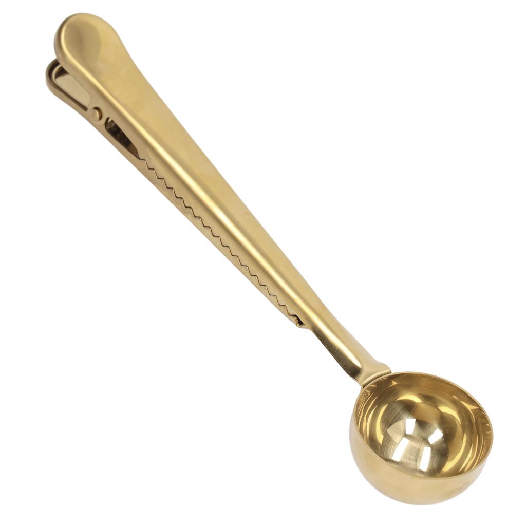Coffee Spoon Sealing Clip 2 in 1 Stainless Steel Tight Sealing Deepen Design Convenient Practical Coffee Drinking Tools