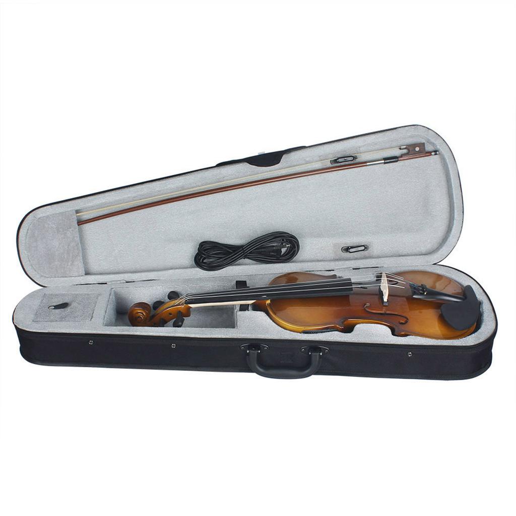 4 4 Full Size Acoustic EQ Electric Violin Fiddle Kit Solid Wood Spruce Face Board with Bow Hard Case Shoulder Rest