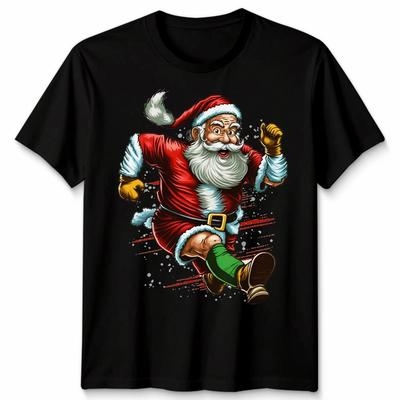 Laufender Weihnachtsmann Weihnachten T-Shirt Lustig Hässlich Unisex Lustiges Feiertags-T-Shirt #MC32