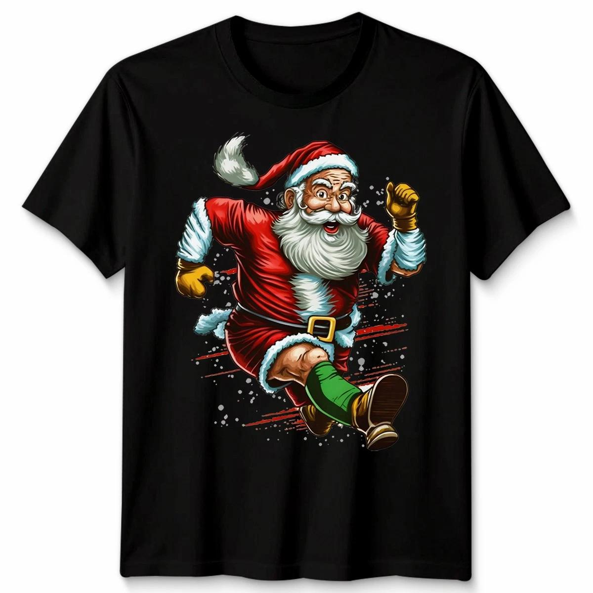 Running Santa Claus Christmas T shirt Funny Ugly Unisex Funny Holiday Tee #MC32 3XL