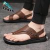 Sandals men's slippers genuine leather summer casual fashion trend men's beach shoes non-slip clip sandals