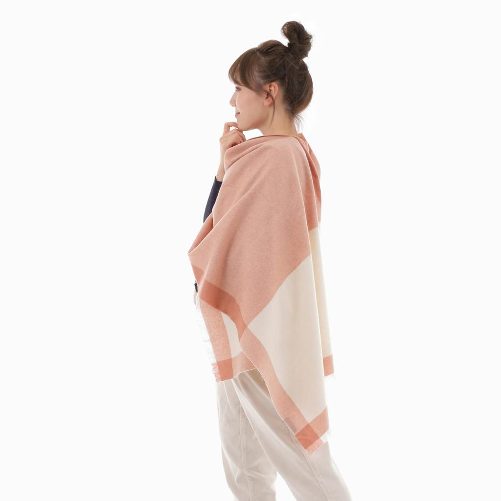 RAINBOW Large Cashmere Thin and 60cm Wide x 200cm Long 100% Stole, Lightweight, (Checked Amber)