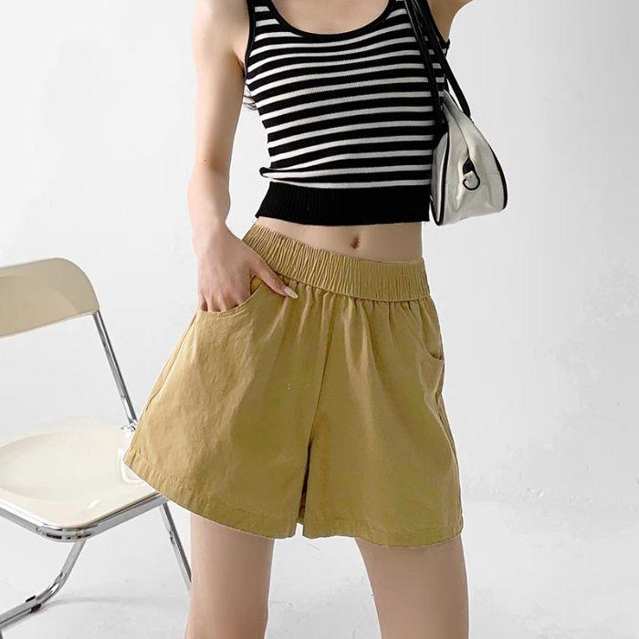 

Шорты для женщин летом, тонкие, с высокой талией, свободные, повседневные и облегающие, А-силуэта, широкие брюки, для маленьких персон, три четверти 2XL