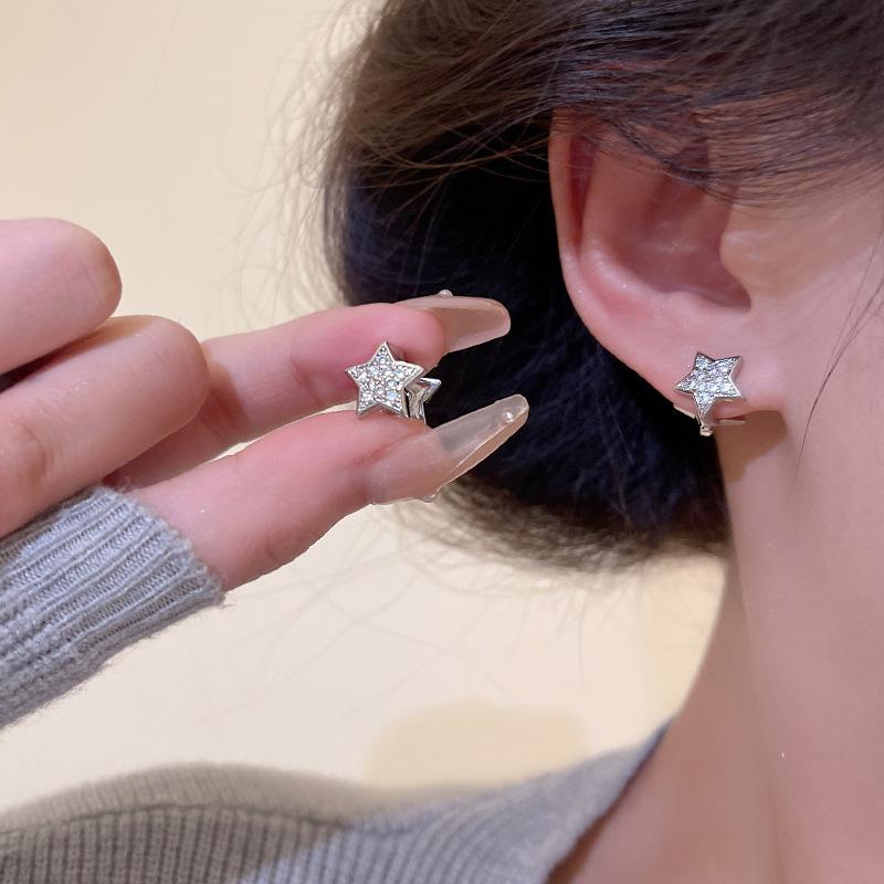 Five-Pointed Star Fashion Earing Hoops Zircon SEarrings For Women Perfect For Daily Wear Anniversary Best Wish