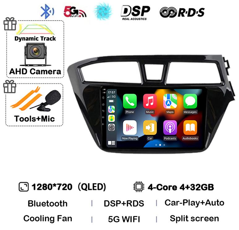Android 14 Carplay Auto WIFI+4G For Hyundai I20 RHD 2015 2016 2017 2018 Car Radio Multimedia Player Stereo Head Unit 2din Audio